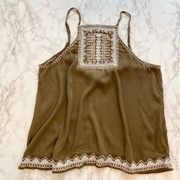 UO Ecote Bali Embroidered Tank Green Size S - Picture 2 of 8